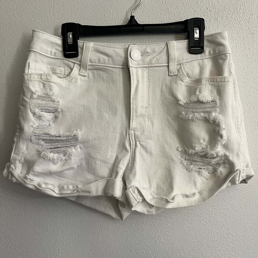 SO White Distressed Jean Shorts